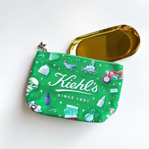 Kiehl's Makeup Bag Canvas Purple Stripes Black Logo Gold Prints Zipped  Small | eBay